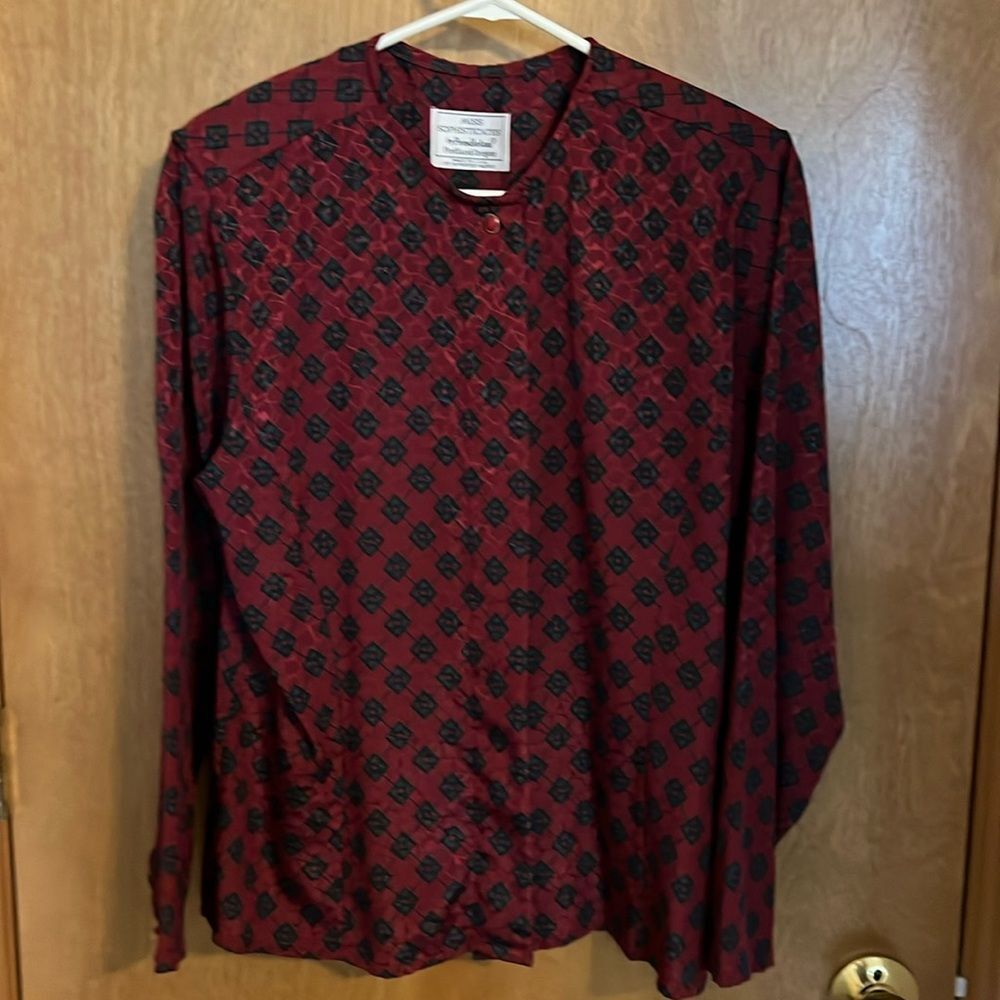 Vintage Miss Sophisticates Pendleton Red Green Blouse Size 14